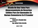 Dise o De Una Tolva Para Almacenamiento de Desechos S lidos Para Ser Quemados En Hornos Cementeros En El Ecuador