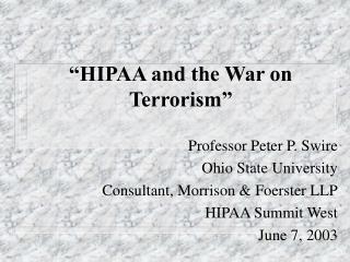 “HIPAA and the War on Terrorism”