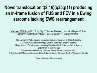 Molecular Pathology of Ewing Family Tumours