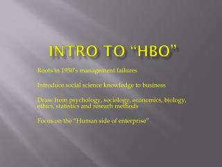 Intro to “HBO”
