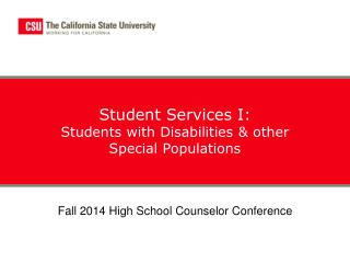 Student Services I: Students with Disabilities &amp; other Special Populations