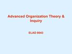 Advanced Organization Theory Inquiry