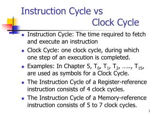 Instruction Cycle vs Clock Cycle