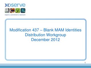Modification 437 – Blank MAM Identities Distribution Workgroup December 2012