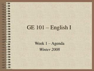 GE 101 – English I