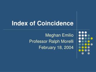 Index of Coincidence