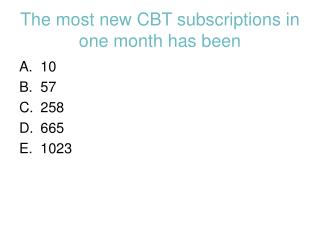 The most new CBT subscriptions in one month has been