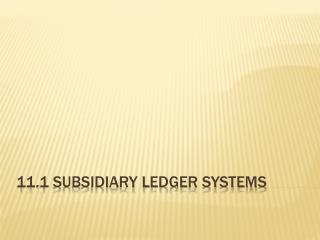 11.1 Subsidiary Ledger Systems