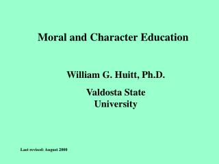 Moral and Character Education