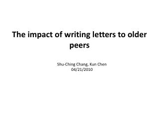 The impact of writing letters to older peers