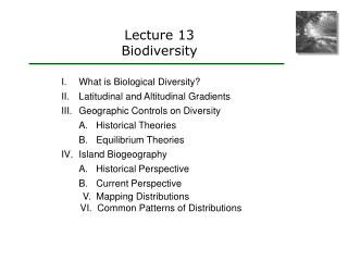 Lecture 13 Biodiversity