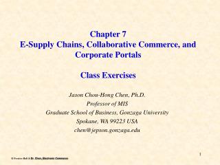 Chapter 7 E-Supply Chains, Collaborative Commerce, and Corporate Portals Class Exercises