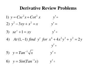 Derivative Review Problems