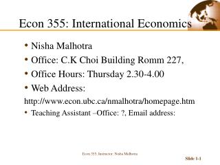 Econ 355: International Economics