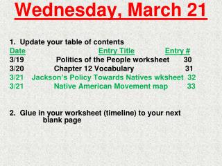 Wednesday, March 21