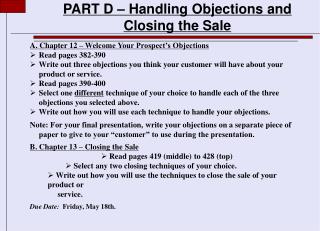 PART D – Handling Objections and Closing the Sale