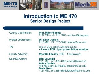 Introduction to ME 470 Senior Design Project