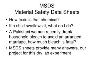 MSDS Material Safety Data Sheets