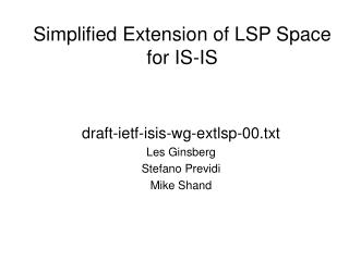 Simplified Extension of LSP Space for IS-IS