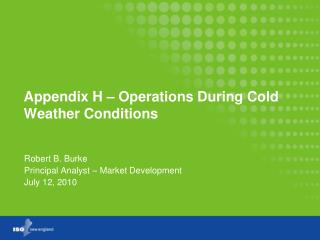 Appendix H – Operations During Cold Weather Conditions