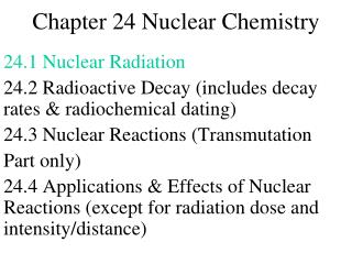 Chapter 24 Nuclear Chemistry