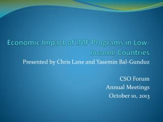 Economic Impact of IMF Programs in Low-Income Countries