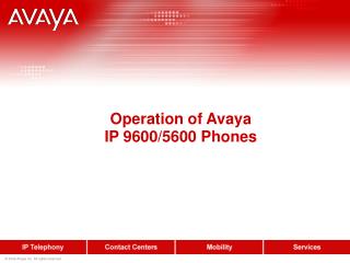 Operation of Avaya IP 9600/5600 Phones