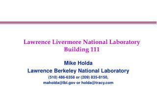 Lawrence Livermore National Laboratory Building 111
