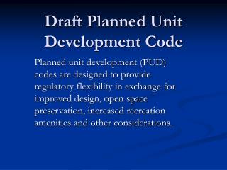 Draft Planned Unit Development Code
