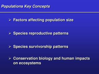 Populations Key Concepts