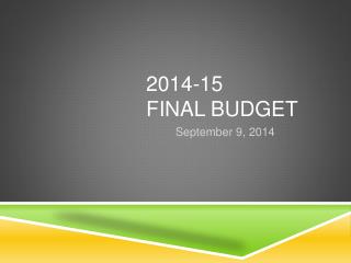 2014-15 Final Budget