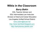 Wikis in the Classroom