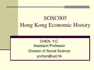 SOSC005 Hong Kong Economic History