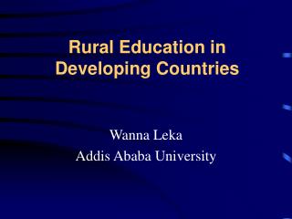 Rural Education in Developing Countries