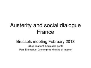 Austerity and social dialogue France