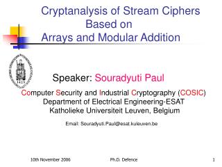 Speaker: Souradyuti Paul