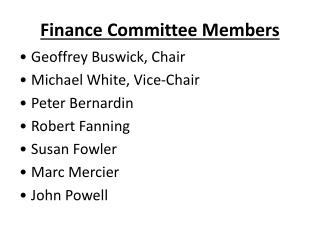 Finance Committee Members