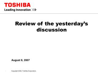 Review of the yesterday’s discussion