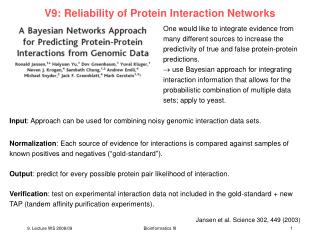 V9: Reliability of Protein Interaction Networks