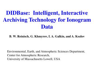 DIDBase:  Intelligent, Interactive Archiving Technology for Ionogram Data