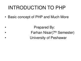 INTRODUCTION TO PHP