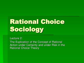 Rational Choice Sociology
