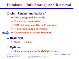 Database – Info Storage and Retrieval