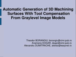 Automatic Generation of 3D Machining Surfaces With Tool Compensation From Graylevel Image Models