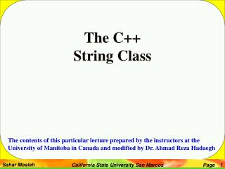 The C++ String Class