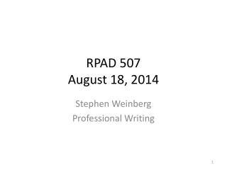 RPAD 507 August 18, 2014