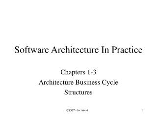 Software Architecture In Practice