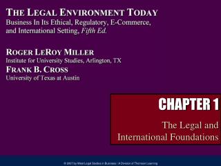 CHAPTER 1 The Legal and International Foundations