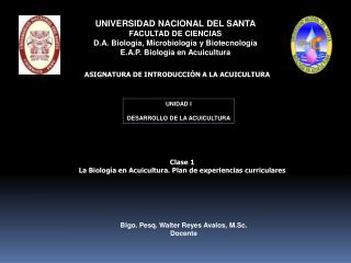 ASIGNATURA DE INTRODUCCIÓN A LA ACUICULTURA