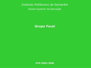 Instituto Politécnico de Santarém Escola Superior de Educação Grupo Focal ECM 2005/2006